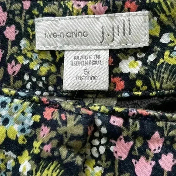 J. JILL Live-In Chino Pants Flat Front Stretch Multicolor Floral WMNS Sz 6p - Picture 2 of 6